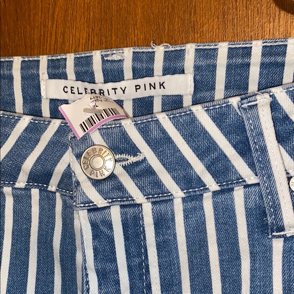 Blue Striped Women's Shorts - Picture 2 of 7
